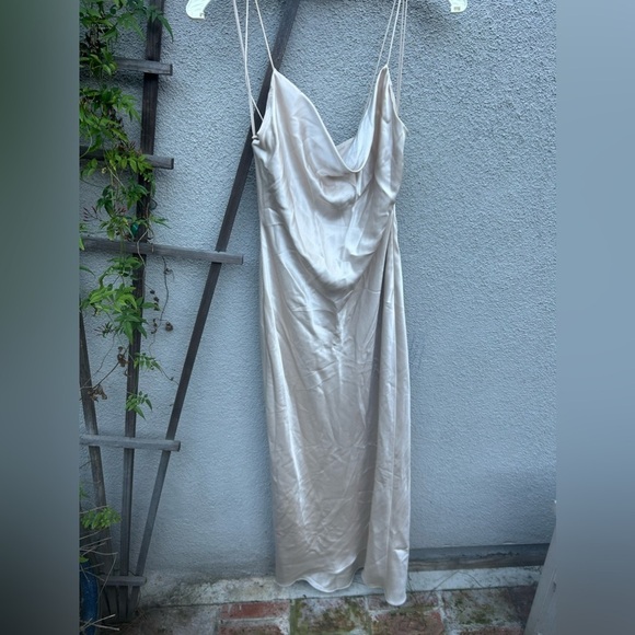 Alice + Olivia Harmony Drapery Slip Maxi Dress in Taupe - Picture 2 of 8